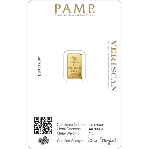 Fortuna Gold Minted Bar Cert - 1g